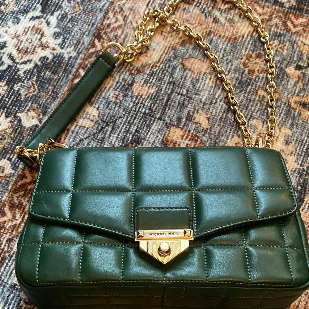 Michael Kors Green Quilted Crossbody Bag